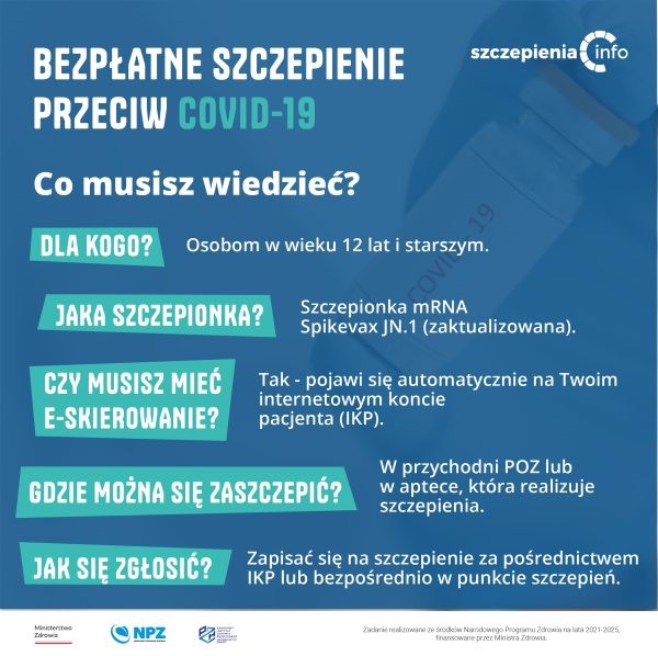 Informacja - bezpłatne szczepienie przeciw Covid-19
